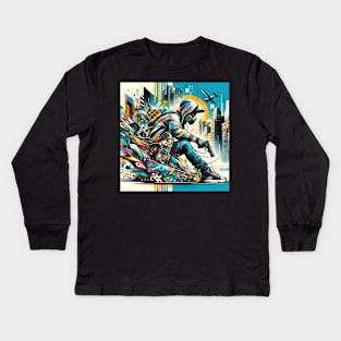 Urban Pulse: The Skater's Symphony Kids Long Sleeve T-Shirt